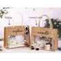 Custom Large Capacity Jute Tote Bag with Transparent PVC Window Waterproof for Wedding Gifts
