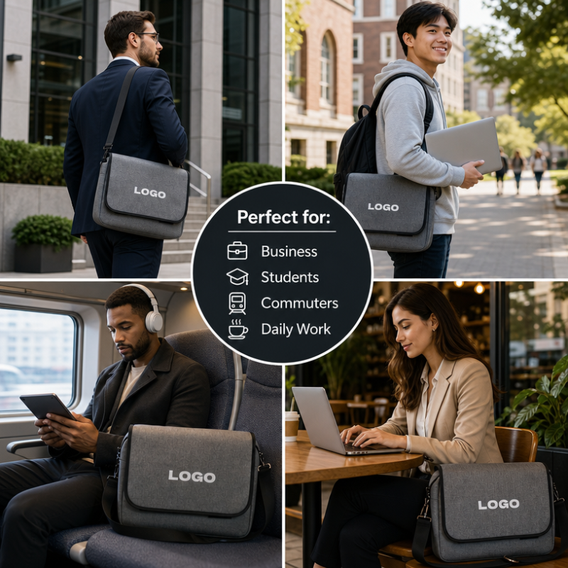 Custom Logo 15.6 Inch Messenger Laptop Bag Wholesale 600D Polyester Business Briefcase for Corporate Gifts