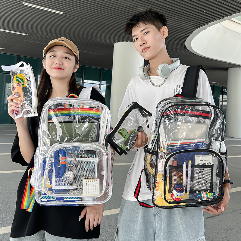 Sac d'école holographique personnalisé et élégant, sac à dos d'extérieur en PVC transparent et imperméable