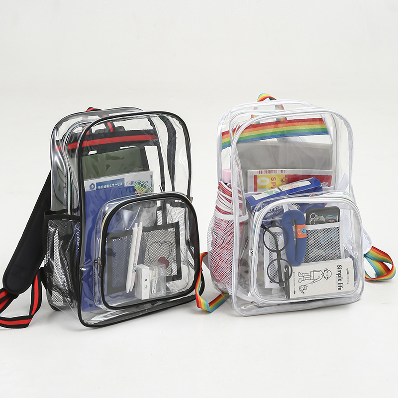 Sac d'école holographique personnalisé et élégant, sac à dos d'extérieur en PVC transparent et imperméable