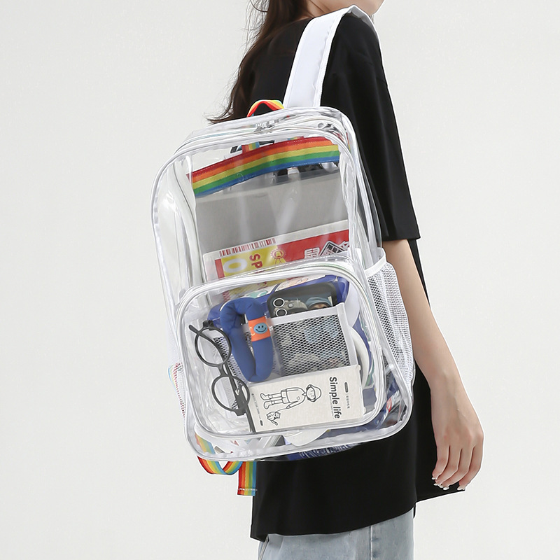 Sac d'école holographique personnalisé et élégant, sac à dos d'extérieur en PVC transparent et imperméable