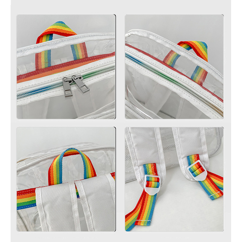 Sac d'école holographique personnalisé et élégant, sac à dos d'extérieur en PVC transparent et imperméable
