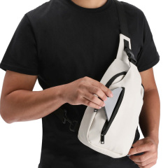 Custom Logo Large Waterproof PU Sports Chest Sling Bag Men Single Shoulder Travel Messenger Polyester Customizable Crossbody