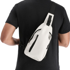 Custom Logo Large Waterproof PU Sports Chest Sling Bag Men Single Shoulder Travel Messenger Polyester Customizable Crossbody