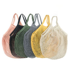 Customized Portable Colorful Cotton Net Bag Reusable Shopping Grocery Tote Bag Cotton Mesh Bag for fruit vegetable