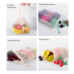 Customized Portable Colorful Cotton Net Bag Reusable Shopping Grocery Tote Bag Cotton Mesh Bag for fruit vegetable
