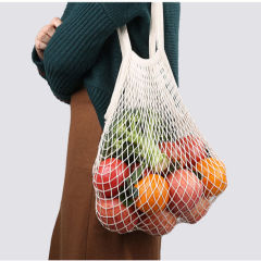 Customized Portable Colorful Cotton Net Bag Reusable Shopping Grocery Tote Bag Cotton Mesh Bag for fruit vegetable