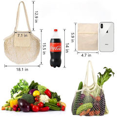 Customized Portable Colorful Cotton Net Bag Reusable Shopping Grocery Tote Bag Cotton Mesh Bag for fruit vegetable