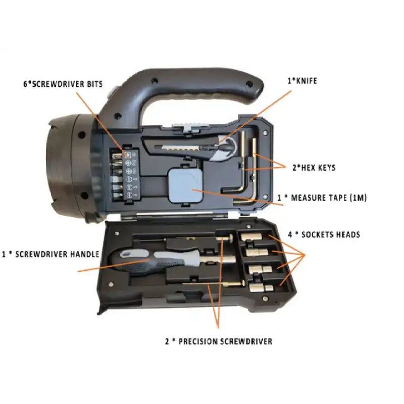 LED Camping Tool Flashlight with Screwdriver Set Household Outdoor Emergency Light Bright Portable Lamp Hardware Tool Set