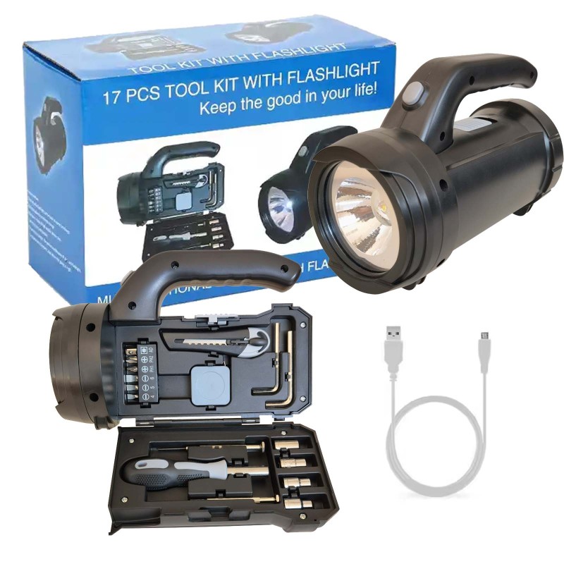 LED Camping Tool Flashlight with Screwdriver Set Household Outdoor Emergency Light Bright Portable Lamp Hardware Tool Set