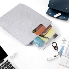 Custom Logo Felt Laptop Briefcase Wholesale Felt Bags With Leather Handle