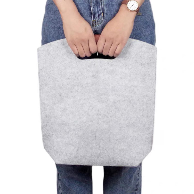 Custom Logo Felt Laptop Briefcase  Wholesale Felt Bags​ With Leather Handle