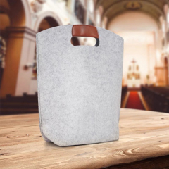 Custom Logo Felt Laptop Briefcase Wholesale Felt Bags With Leather Handle