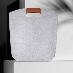 Custom Logo Felt Laptop Briefcase Wholesale Felt Bags With Leather Handle