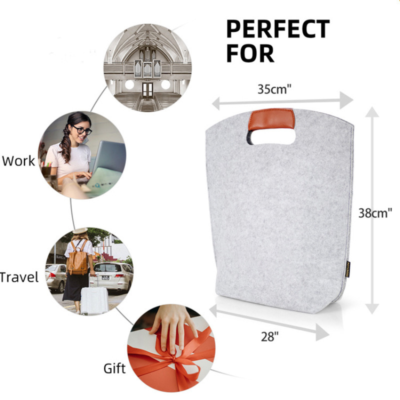 Custom Logo Felt Laptop Briefcase  Wholesale Felt Bags​ With Leather Handle