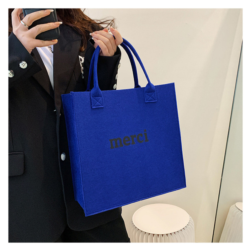 Sac fourre-tout en feutre à deux sangles, logo personnalisé, vente en gros, plusieurs couleurs