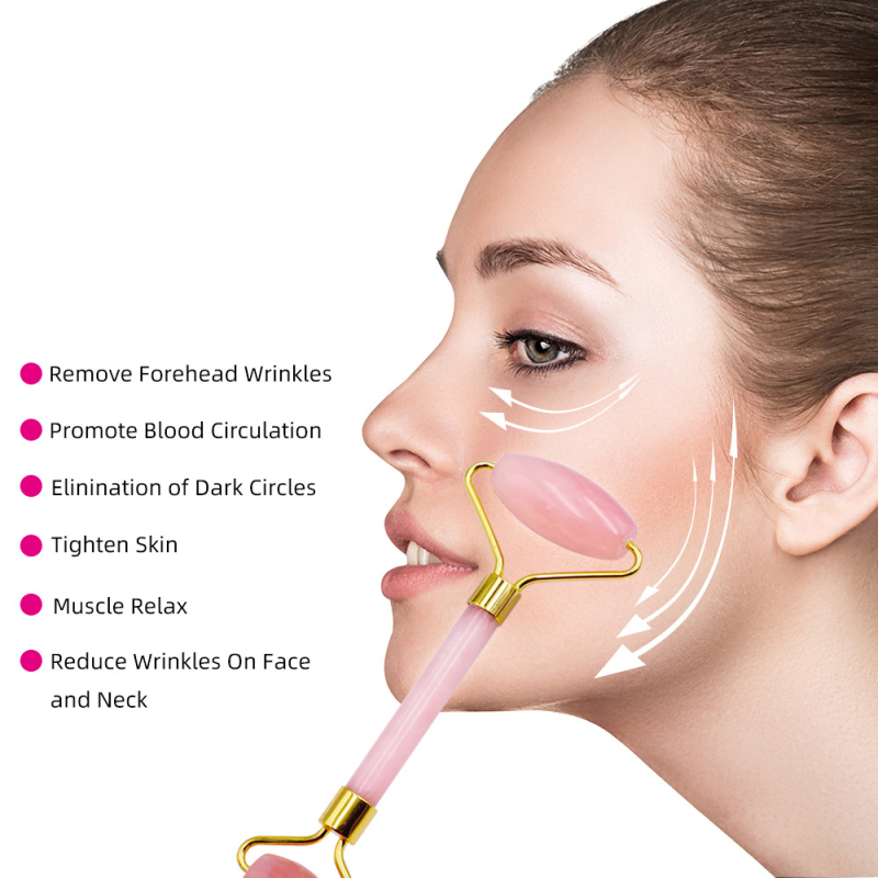 Jade Facial Massage Roller Gua Sha Jade Natural Crystal Stones Face Roller Massage