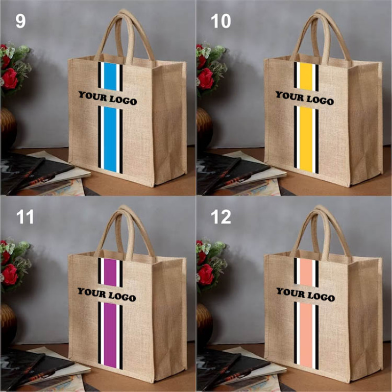 Large Capacity Custom Logo Shopping Bag Jute Handbag Custom Art Hand Carrying Fashion Retro Tote Bag