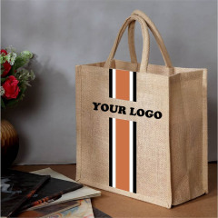 Large Capacity Custom Logo Shopping Bag Jute Handbag Custom Art Hand Carrying Fashion Retro Tote Bag