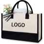 Women reusable grocery canvas tote with custom printed logo