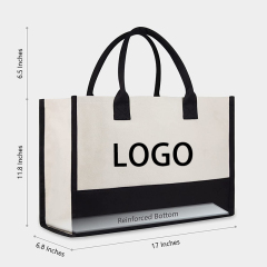 Women reusable grocery canvas tote with custom printed logo