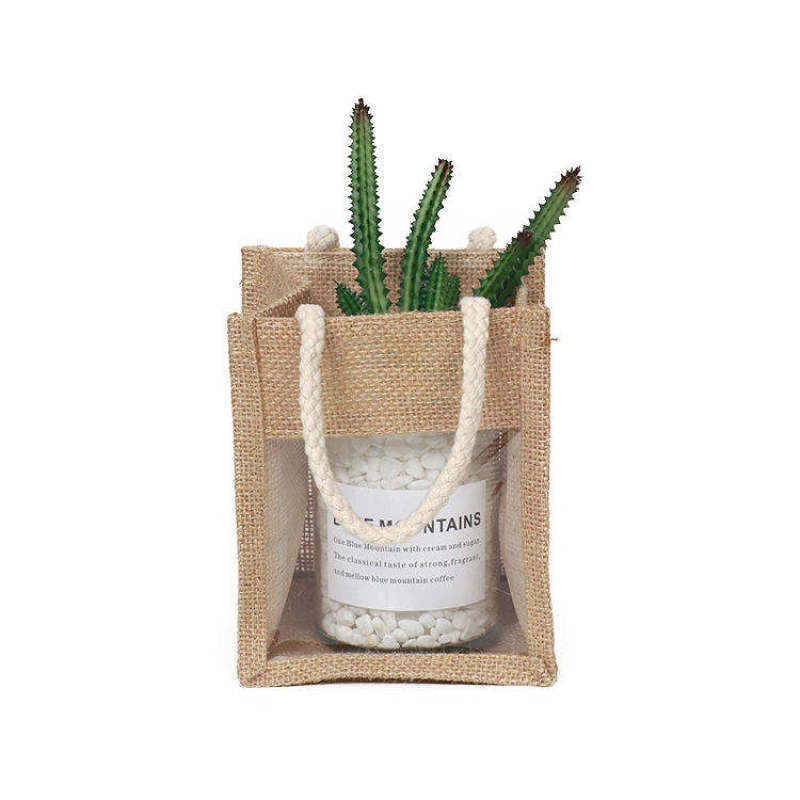 Reusable Large Jute Shopping Handbag with Comfortable Handles