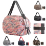 Large-Capacity Foldable Shopping Bag Thick Polyester Handbag Zipper Fashionable Convenient Travel Storage Washable Reusable