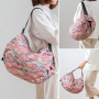Large-Capacity Foldable Shopping Bag Thick Polyester Handbag Zipper Fashionable Convenient Travel Storage Washable Reusable