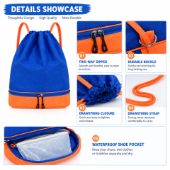 Custom Logo Drawstring Gym Backpack with Separate Shoe Compartment Sports Sack Bag for Fitness Travel Promotional Gifts