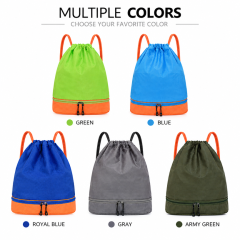 Custom Logo Drawstring Gym Backpack with Separate Shoe Compartment Sports Sack Bag for Fitness Travel Promotional Gifts
