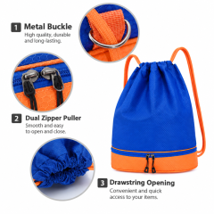 Custom Logo Drawstring Gym Backpack with Separate Shoe Compartment Sports Sack Bag for Fitness Travel Promotional Gifts