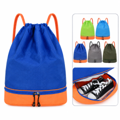 Custom Logo Drawstring Gym Backpack with Separate Shoe Compartment Sports Sack Bag for Fitness Travel Promotional Gifts