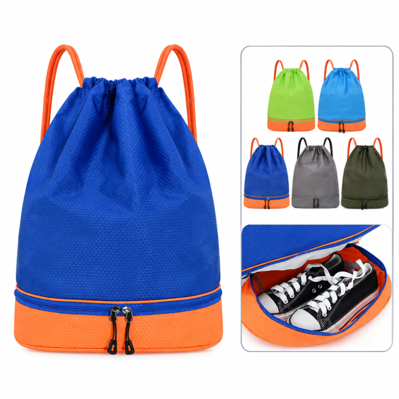 Custom Logo Drawstring Gym Backpack with Separate Shoe Compartment Sports Sack Bag for Fitness Travel Promotional Gifts