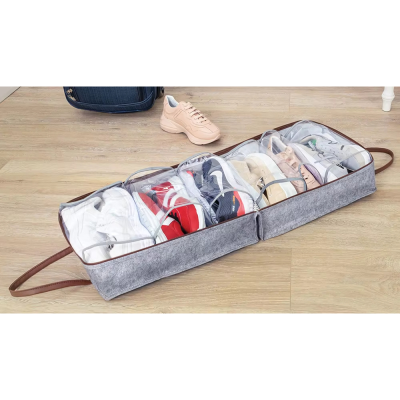 Wholesale Custom Felt Shoe Bags - Waterproof Travel Organizer for 3 Pairs