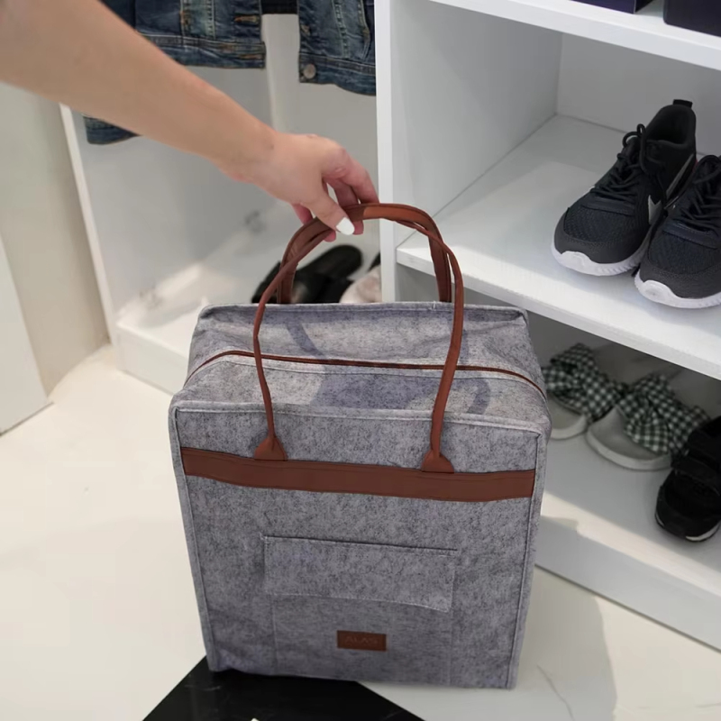Wholesale Custom Felt Shoe Bags - Waterproof Travel Organizer for 3 Pairs