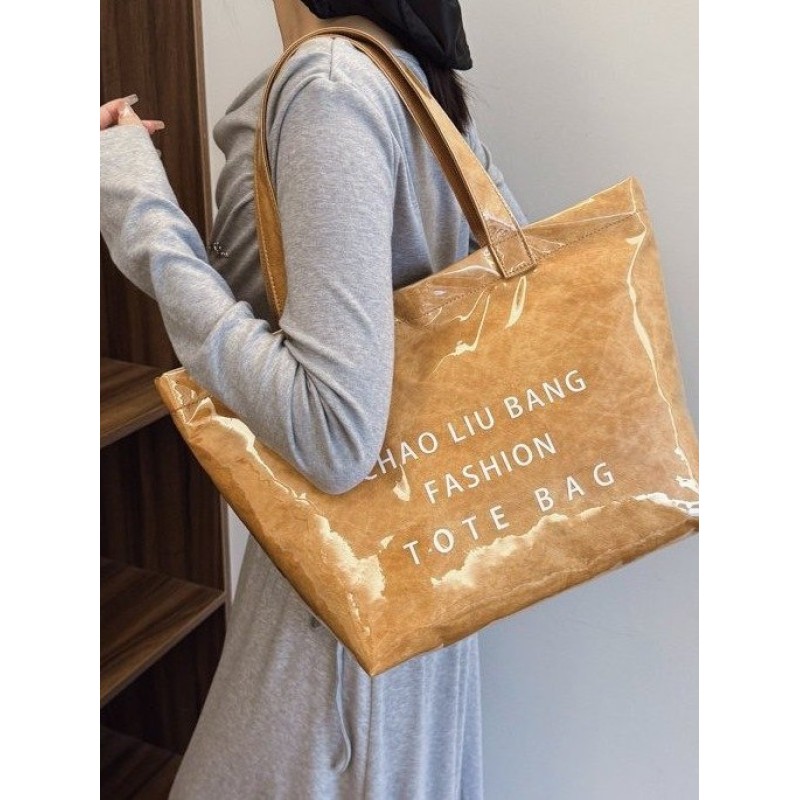 Custom Large-Capacity Tyvek PVC Tote Bag  Lightweight, Washable Shopping Bag