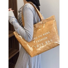 Custom Large-Capacity Tyvek PVC Tote Bag Lightweight, Washable Shopping Bag