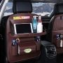 PU Leather Seatback Organizer with Foldable Tray Large Trash Bag Storage