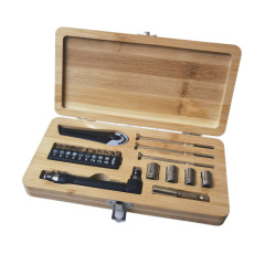 20-Piece Houshold Bamboo Gift Set with Bamboo Box Hand Tool Kit