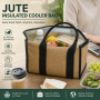 Custom Eco Friendly Aluminum Foil Lunch Food Drink Tote Cooler Bags Linen Insulated Jute Cooler Bag