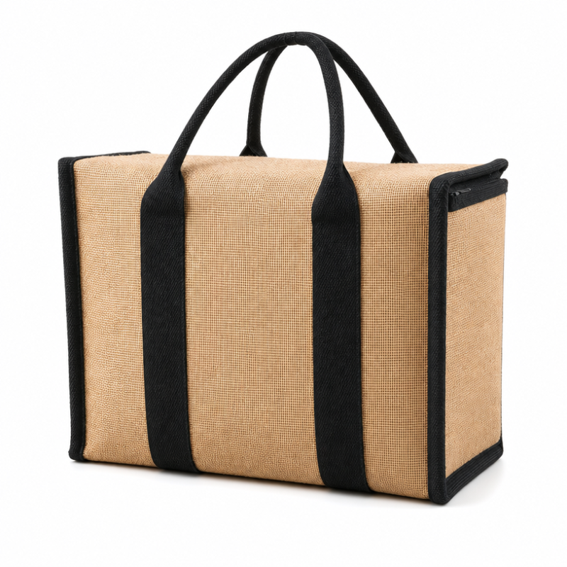 Custom Eco Friendly Aluminum Foil Lunch Food Drink Tote Cooler Bags Linen Insulated Jute Cooler Bag