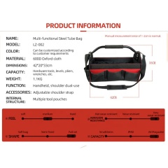 Large Capacity Tool Bag with Multiple Pockets, 600D Oxford Fabric, Handheld Shoulder Carry