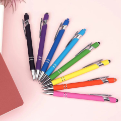 Promotion Custom Logo 2-in-1 Soft Touch Metal Gel Pen with Retractable Stylus Tip Portable for New Business Giveaways