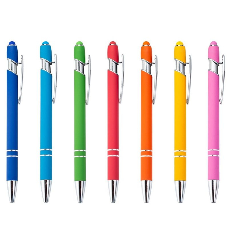Promotion Custom Logo 2-in-1 Soft Touch Metal Gel Pen with Retractable Stylus Tip Portable for New Business Giveaways