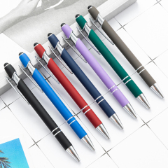 Promotion Custom Logo 2-in-1 Soft Touch Metal Gel Pen with Retractable Stylus Tip Portable for New Business Giveaways