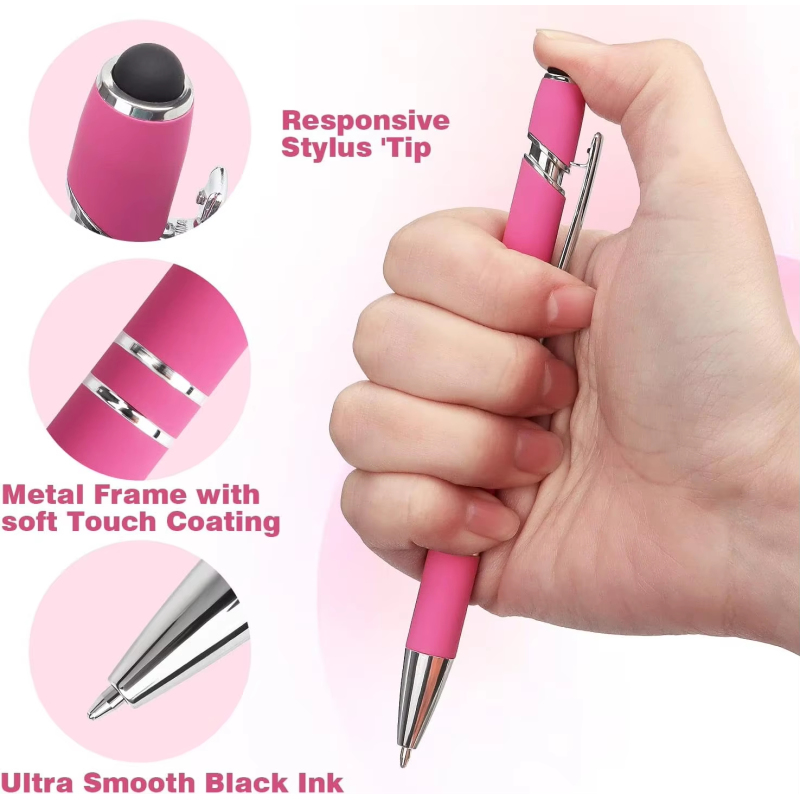 Promotion Custom Logo 2-in-1 Soft Touch Metal Gel Pen with Retractable Stylus Tip Portable for New Business Giveaways