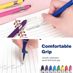 Promotion Custom Logo 2-in-1 Soft Touch Metal Gel Pen with Retractable Stylus Tip Portable for New Business Giveaways