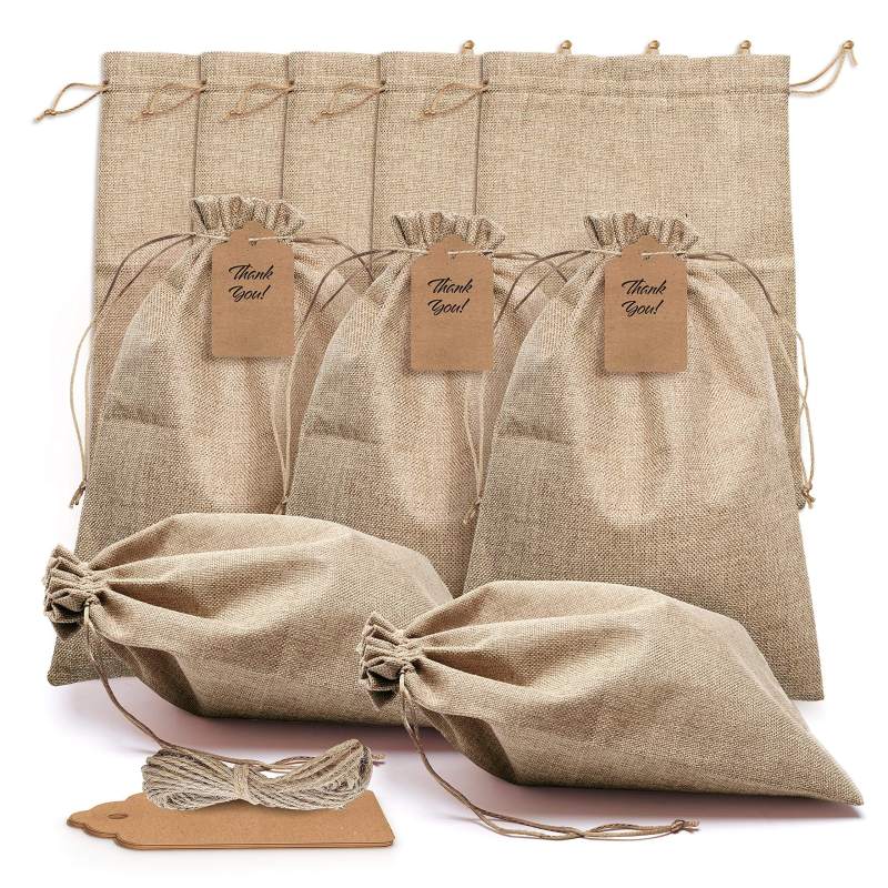 도매 재사용 가능한 황마 코튼 리넨 끈 선물 가방 삼베 포장 파우치 포장용 보관 가방