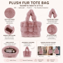 Autumn Winter Cute Plush Tote Bag Women Fuzzy Handbag Soft Fluffy Shoulder Bag Custom Logo Fashion Gift Bag