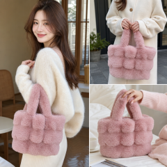 Autumn Winter Cute Plush Tote Bag Women Fuzzy Handbag Soft Fluffy Shoulder Bag Custom Logo Fashion Gift Bag
